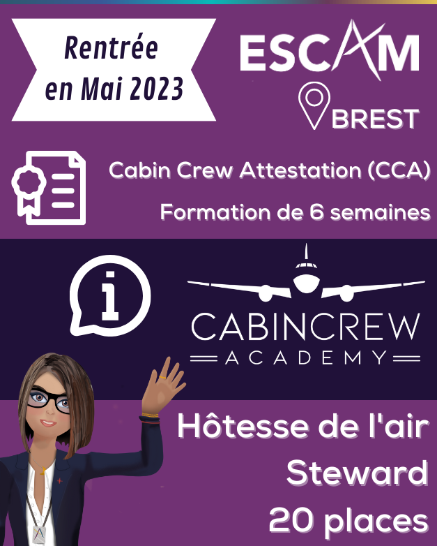 Cabin Crew Attestation - CCA Brest rennes Lorient en mai 2023